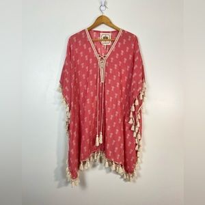 Everything but Water X Z & L Europe Pineapple Cover Up Caftan Pink Tassel